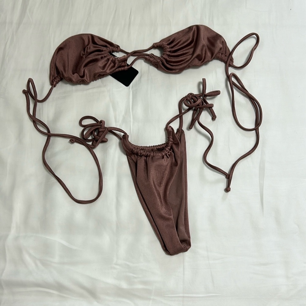 metallic rusty rose bikini